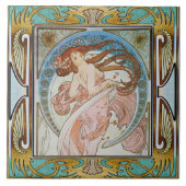 Art Nouveau Ceramic Tile Alphose Mucha Design 13 Tegeltje (Voorkant)