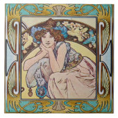 Art Nouveau Ceramic Tile Alphose Mucha Design 14 Tegeltje (Voorkant)