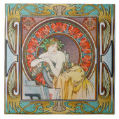 Art Nouveau Ceramic Tile Alphose mucha Design 15 Tegeltje (Voorkant)
