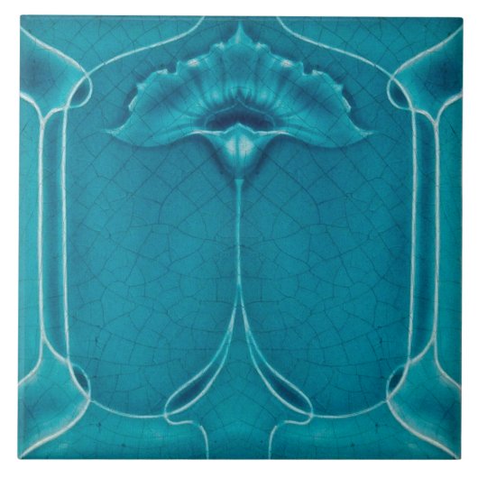 Art nouveau ceramic tile blue tegeltje (Voorkant)