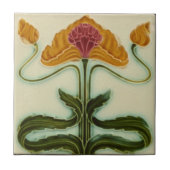 Art Nouveau Ceramic Tile - Flowers Tegeltje (Voorkant)
