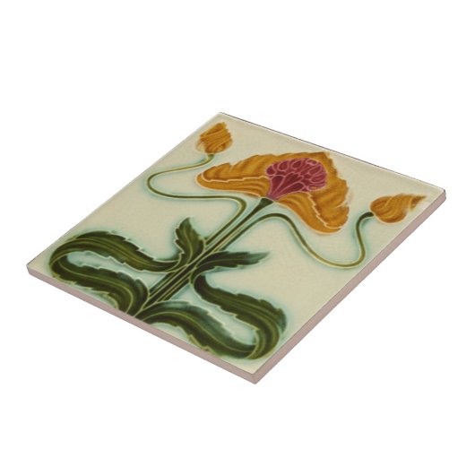 Art Nouveau Ceramic Tile - Flowers Tegeltje (Zijkant)
