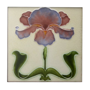 Art Nouveau Ceramic Tile - Lila ventilator Tegeltje