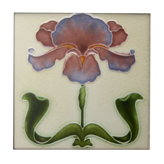 Art Nouveau Ceramic Tile - Lila ventilator Tegeltje (Voorkant)