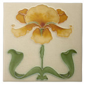 Art Nouveau Ceramic Tile - Mustard Flower Tegeltje (Voorkant)