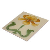 Art Nouveau Ceramic Tile - Mustard Flower Tegeltje (Zijkant)