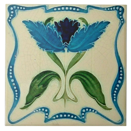 Art nouveau ceramic tile tegeltje (Voorkant)