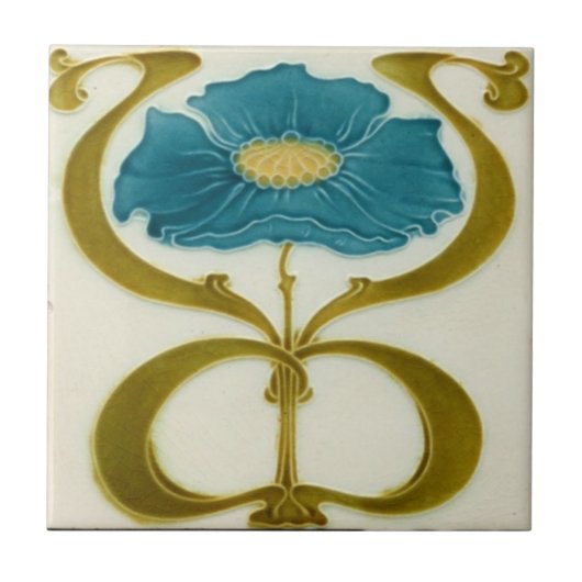 Art nouveau ceramic tile tegeltje (Voorkant)