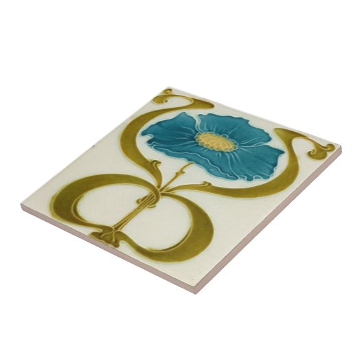 Art nouveau ceramic tile tegeltje (Zijkant)