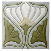 Art Nouveau Ceramic Wall Tile Tegeltje (Voorkant)