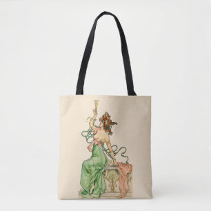 Art Nouveau champagne damesillustratie uit het ver Tote Bag
