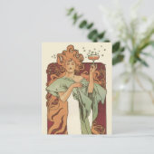  art nouveau, champagne van Alphonse Mucha Briefkaart (Staand voorkant)