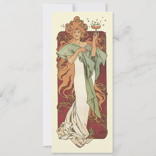 art nouveau, champagne van Alphonse Mucha Kaart (Voorkant)