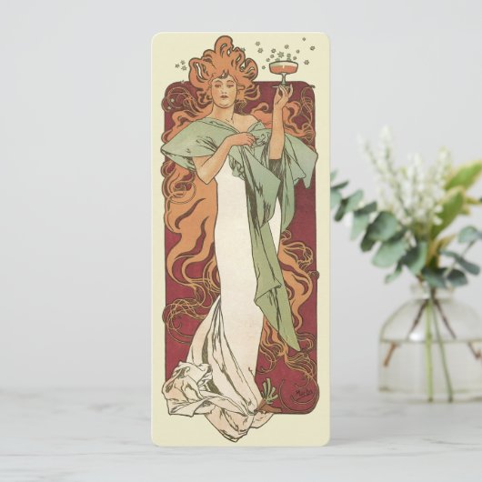  art nouveau, champagne van Alphonse Mucha Kaart (Staand voorkant)