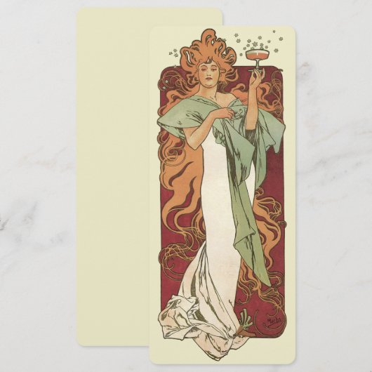  art nouveau, champagne van Alphonse Mucha Kaart (Voorkant / Achterkant)