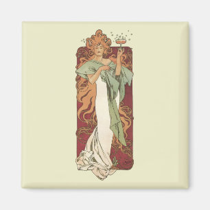  art nouveau, champagne van Alphonse Mucha Magneet