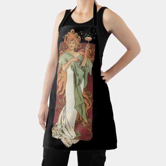 art nouveau, champagne van Alphonse Mucha Schort (Insitu)