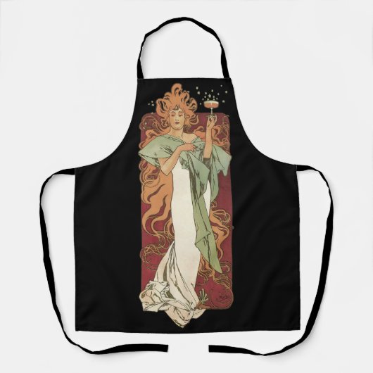 art nouveau, champagne van Alphonse Mucha Schort (Voorkant)