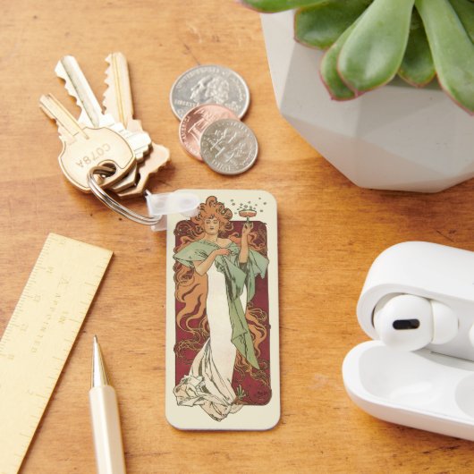 art nouveau, champagne van Alphonse Mucha Sleutelhanger (Bureau)