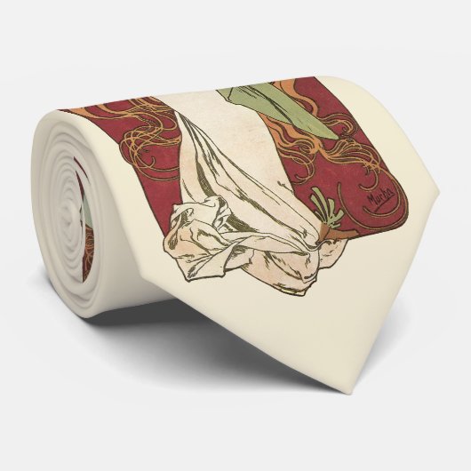  art nouveau, champagne van Alphonse Mucha Stropdas (Opgerold)