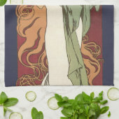  art nouveau, champagne van Alphonse Mucha Theedoek (Gevouwen)