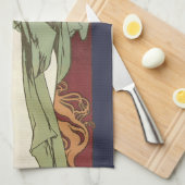  art nouveau, champagne van Alphonse Mucha Theedoek (Quarter Fold)