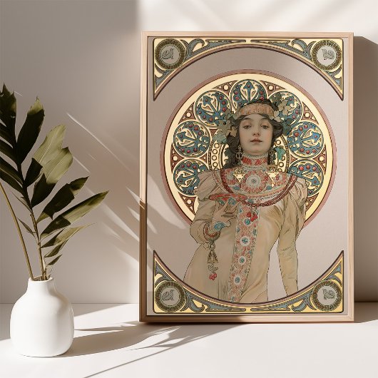  Art Nouveau Champagne Viering Mucha Folie Afdrukken