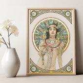  Art Nouveau Champagne Viering Mucha Folie Afdrukken