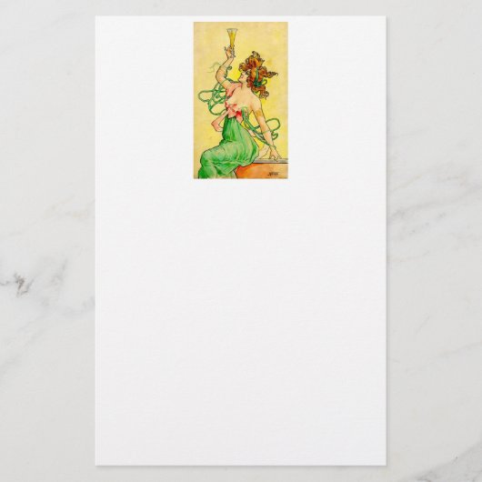 Art Nouveau Champaine Lady Briefpapier (Voorkant)