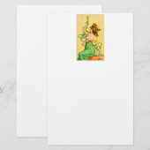 Art Nouveau Champaine Lady Briefpapier (Voorkant / Achterkant)
