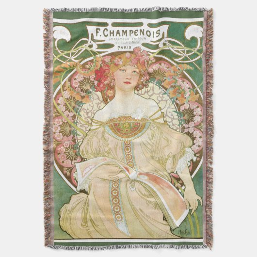  Art Nouveau, Champenois door Alphonse Mucha Deken (Voorkant Verticaal)