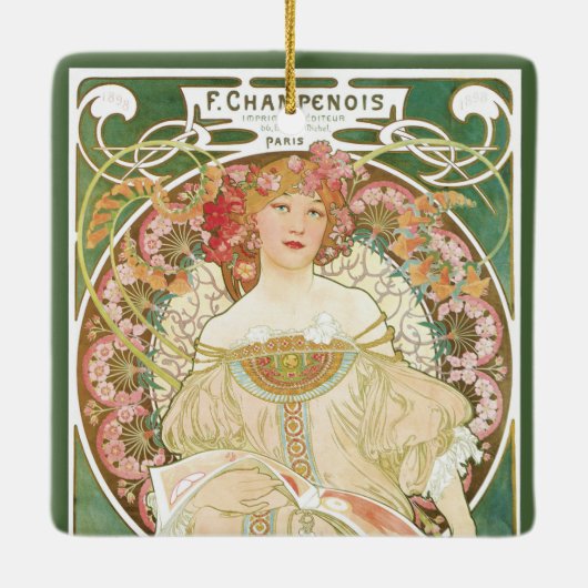  Art Nouveau, Champenois door Alphonse Mucha Keramisch Ornament (Achterkant)