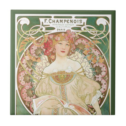 Art Nouveau, Champenois door Alphonse Mucha Tegeltje (Voorkant)