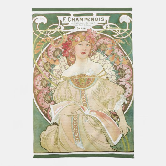 Art Nouveau, Champenois door Alphonse Mucha Theedoek (Verticaal)