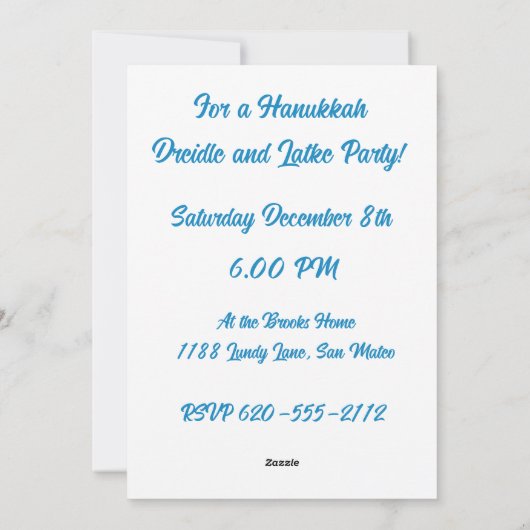 Art Nouveau Chanoeka Uitnodiging Flat Holiday Kaar (Achterkant)