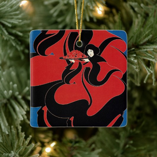 Art Nouveau Chap Book Thanksgiving Keramisch Ornament (Boom)