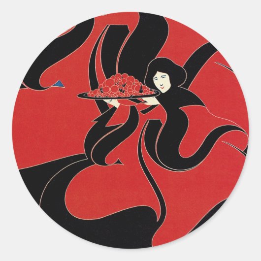 Art Nouveau Chap Book Thanksgiving Ronde Sticker (Voorkant)