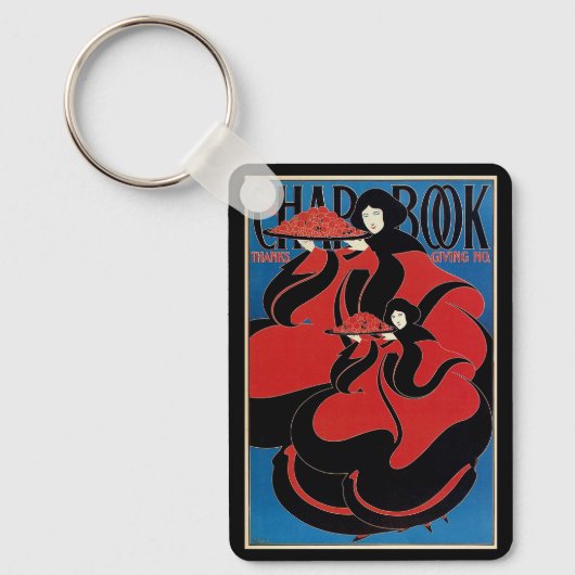  Art Nouveau Chap Book Thanksgiving Sleutelhanger (Voorkant)