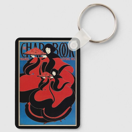  Art Nouveau Chap Book Thanksgiving Sleutelhanger (Achterkant)