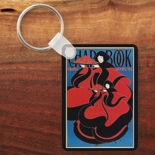  Art Nouveau Chap Book Thanksgiving Sleutelhanger (Voorkant)