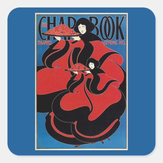  Art Nouveau Chap Book Thanksgiving Vierkante Sticker (Voorkant)