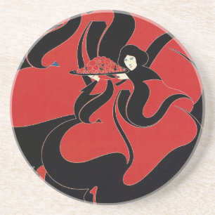  Art Nouveau Chap Book Thanksgiving Zandsteen Onderzetter