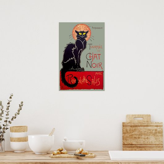  Art Nouveau Chat Noir Black Cat Art Poster (Keuken)