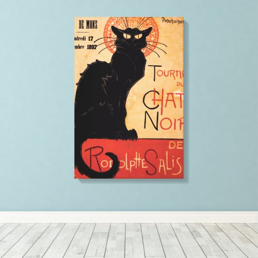 Art Nouveau Chat Noir canvas print (Insitu (Houten vloer))