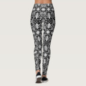 Art Nouveau Chinees patroon - wit en zwart Leggings (Achterkant)