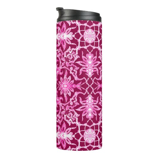 Art Nouveau Chinees Tegel, Bourgondië en Roze Thermosbeker (Geroteerd rechts)