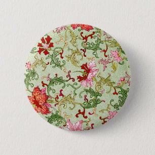 Art Nouveau Chinese Bloemmotieven Chinoiserie Anti Ronde Button 5,7 Cm