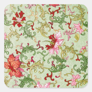 Art Nouveau Chinese Bloemmotieven Chinoiserie Anti Vierkante Sticker