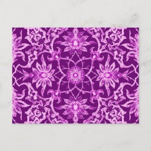 Art Nouveau Chinese Pattern - Amethyst Paars Briefkaart
