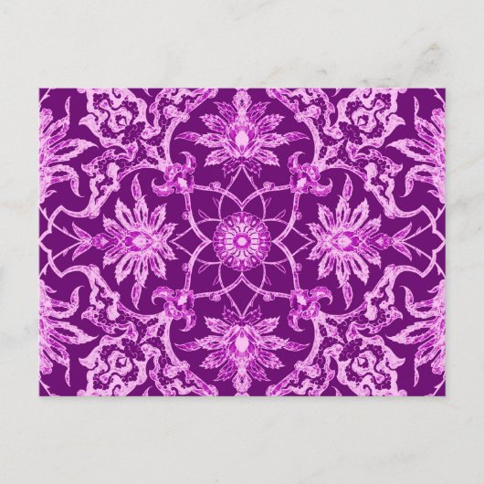 Art Nouveau Chinese Pattern - Amethyst Paars Briefkaart (Voorkant)